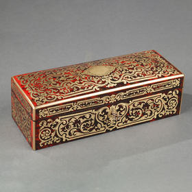 独角鹿西洋古董19世纪法国出品布勒镶嵌良苕纹饰紫檀木珍宝盒