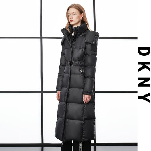 DKNY 【90白鸭绒】加厚可脱卸连帽长款女式羽绒服【衣服均有瑕疵，介意慎拍】 商品图1