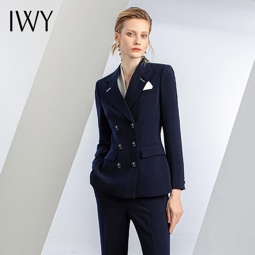 【新品预售】IWY/藏青色秋冬高端西装工服比亚迪工作服时尚职业装气质正装C12327+P32327 商品图4