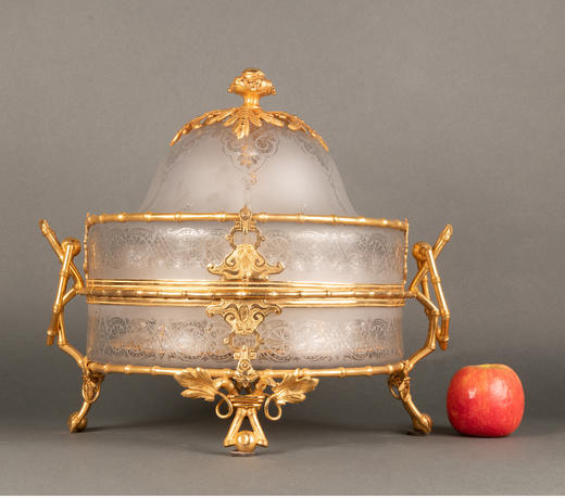 独角鹿西洋古董巴卡拉路易十六风东方竹节铜鎏金饰手工水晶烈酒箱 商品图1