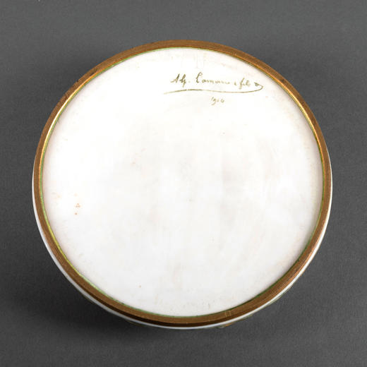 独角鹿西洋古董法国新艺术时期出品蓝色铜鎏金镶嵌瓷器珍宝盒 商品图4