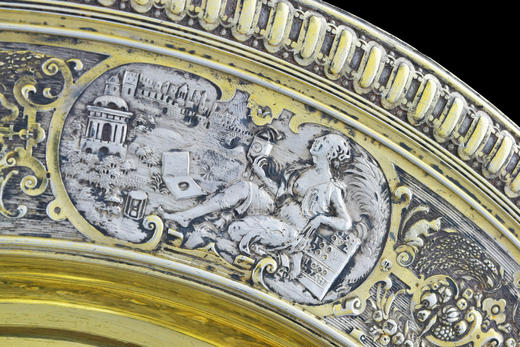 独角鹿西洋古董英国鎏金镀银青铜金星维纳斯玫瑰水盘银盾圆形盾牌 商品图3