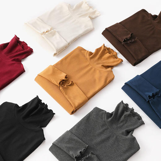 「桑蚕丝自发热」桑蚕丝发热木耳边打底衫 修身显瘦 亲肤舒适 螺纹编制 高密暖绒 抗寒保暖 高弹力不挑人 商品图9