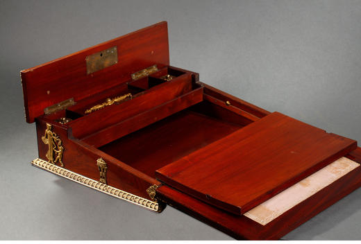 独角鹿西洋古董帝政风格爱神维纳斯与丘比特铜鎏金便携式书写箱 商品图3