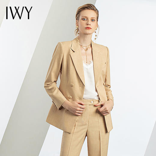 【新品预售】IWY/秋冬新款米色职业装西装套装女高端商务职业西服正装工作服C12329+P12329 商品图4