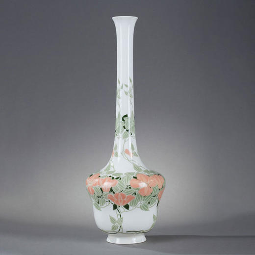 独角鹿西洋古董法国塞弗尔瓷器蓝绿渐变釉色花叶描金花瓶瓷瓶 商品图1