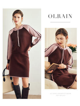 OLrain欧芮儿法式连帽卫衣时尚套装女春季2025年新款运动风两件套