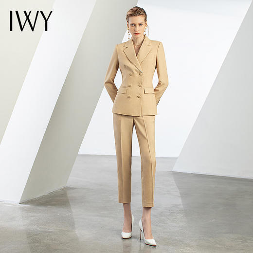 【新品预售】IWY/秋冬新款米色职业装西装套装女高端商务职业西服正装工作服C12329+P12329 商品图1