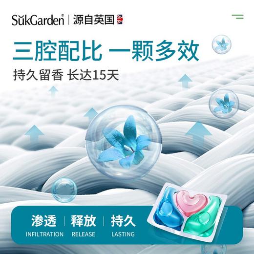 SukGarden蔬果园3D三合一除菌除螨炫彩香氛持久留香杀菌除味香氛洗衣凝珠（浓缩强效型） 10g*50颗 商品图4