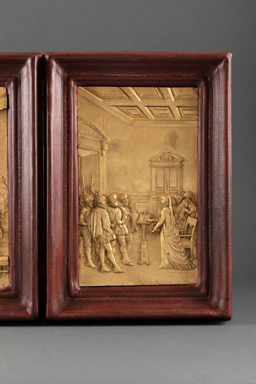 独角鹿西洋古董家居装饰19世纪法国金属镀金皇室主题浮雕挂饰一对 商品图2