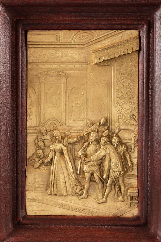 独角鹿西洋古董家居装饰19世纪法国金属镀金皇室主题浮雕挂饰一对 商品图3