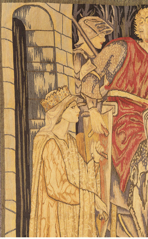 独角鹿西洋古董20世纪法国奥布松织造工坊寻求圣杯羊毛丝绸挂毯 商品图1