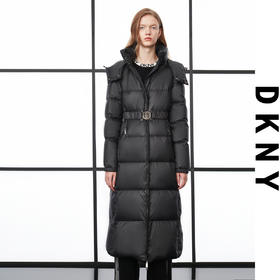 DKNY 【90白鸭绒】加厚可脱卸连帽长款女式羽绒服【衣服均有瑕疵，介意慎拍】