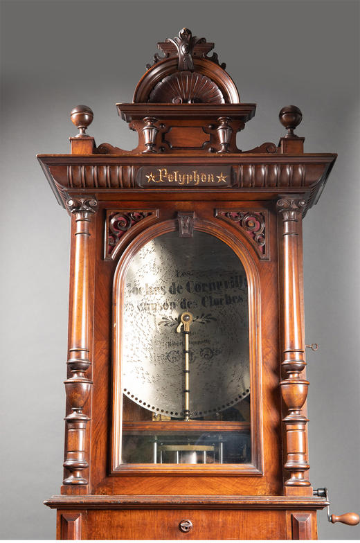 独角鹿西洋古董德国Polyphon精雕木质外盒大型唱盘投币立式音乐柜 商品图3