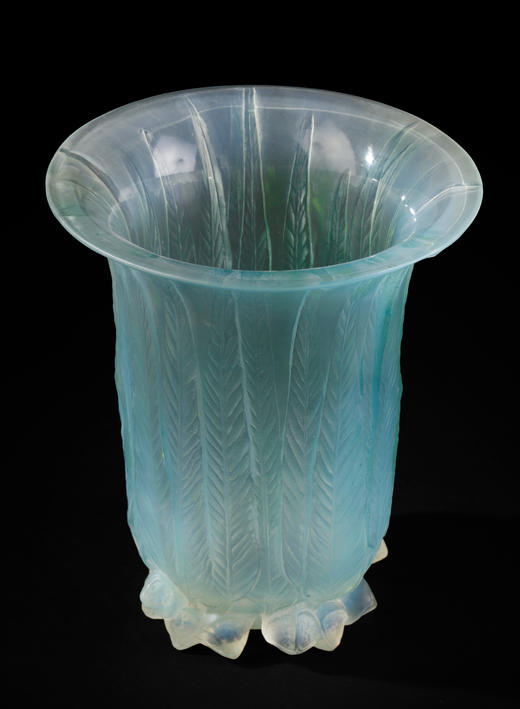 独角鹿西洋古董法国LALIQUE莱俪Eucalyptus桉树叶款水晶花瓶摆件 商品图2