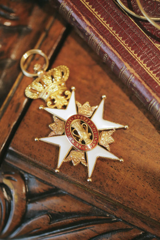 独角鹿西洋古董19世纪瑞典18K金彩色珐琅装饰瓦萨皇家骑士团勋章 商品图1