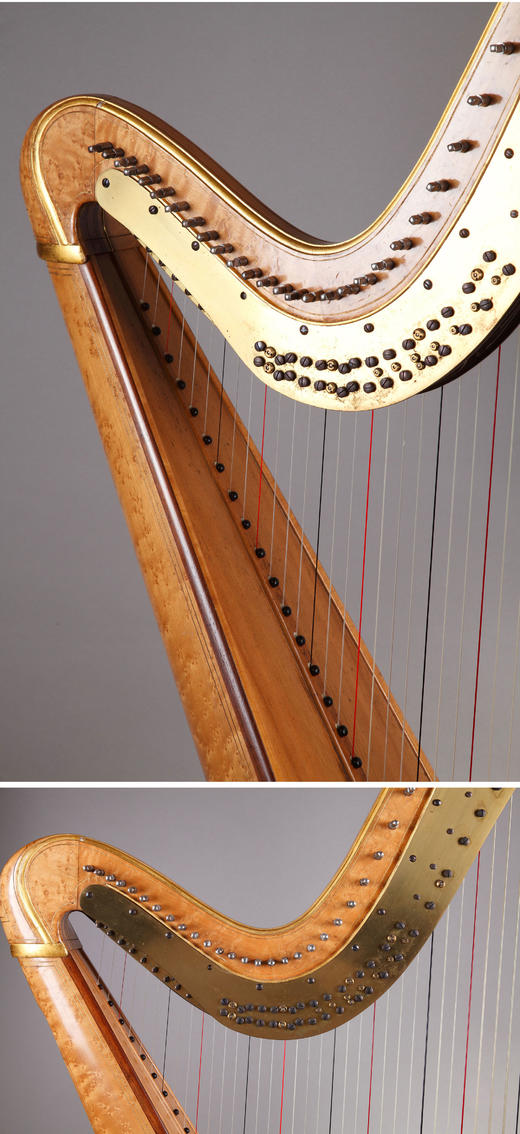 独角鹿西洋古董1889年法国Erard工坊签名出品枫木竖琴 商品图4