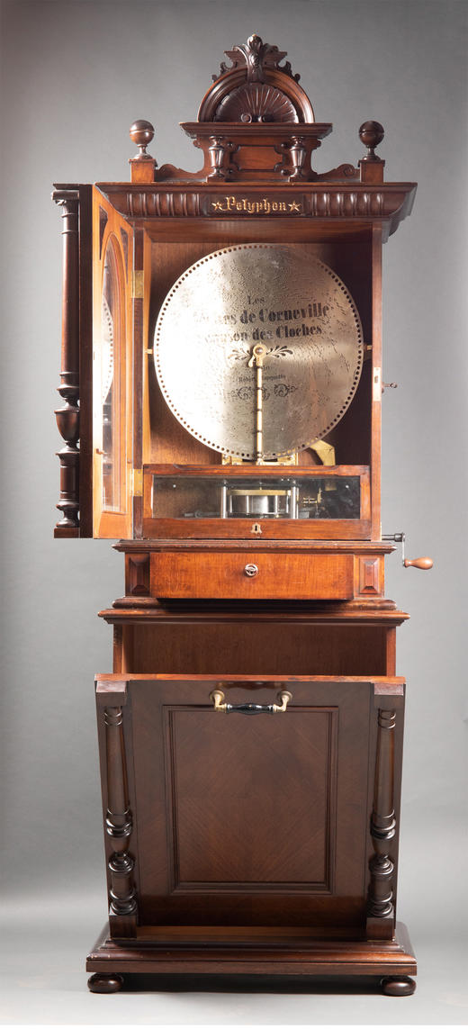 独角鹿西洋古董德国Polyphon精雕木质外盒大型唱盘投币立式音乐柜 商品图2