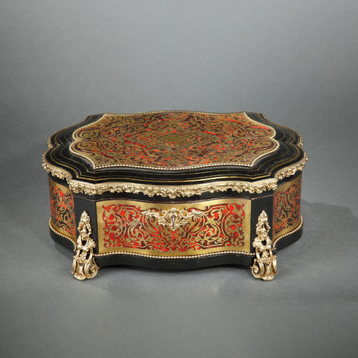 独角鹿西洋古董法国布勒镶嵌黄铜木质法式珍宝盒欧式首饰盒奢华风 商品图0