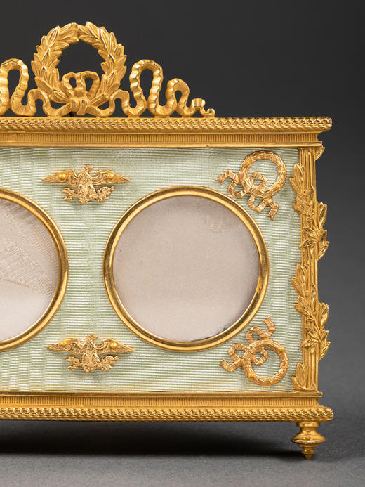 独角鹿西洋古董法国帝政风格雄鹰与花环铜鎏金绒面方形双人相框 商品图4