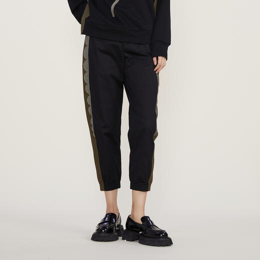 谜底2022冬新款收脚萝卜裤女时尚设计感拼接休闲九分裤224MK1718 商品图0