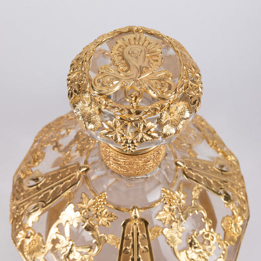 独角鹿西洋古董法国新艺术时期出品铜鎏金镶嵌水晶大型酒樽酒瓶 商品图4