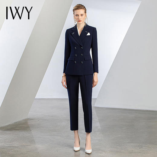 【新品预售】IWY/藏青色秋冬高端西装工服比亚迪工作服时尚职业装气质正装C12327+P32327 商品图0