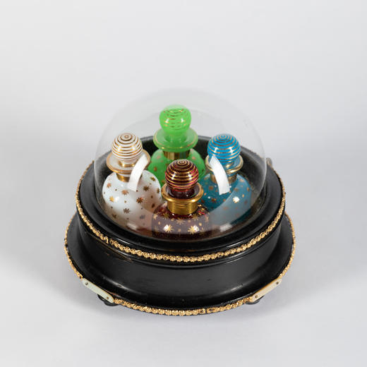 独角鹿西洋古董法国拿破仑三世时期出品四色欧泊水晶香水瓶套件 商品图2