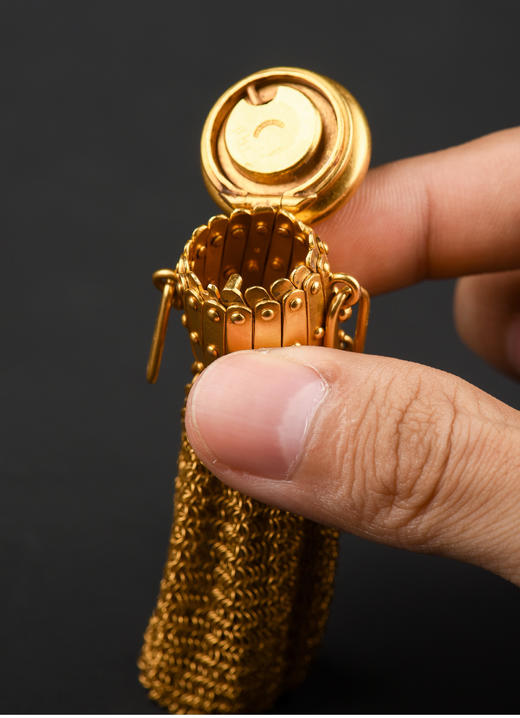独角鹿西洋古董1890年代欧洲出品18K黄金编织工艺古董零钱袋 商品图2