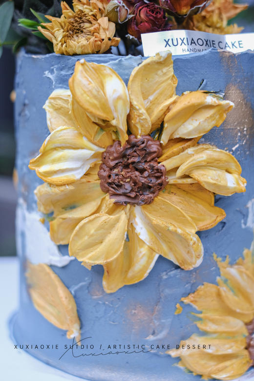 向日葵油画蛋糕｜油画风刮刀花 +鲜花蛋糕 商品图1