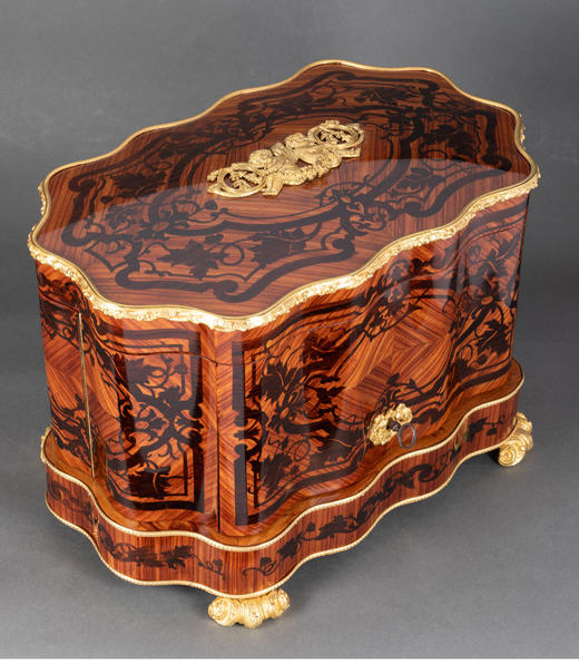 独角鹿西洋古董法国铜鎏金细木镶嵌烈酒箱水晶酒瓶酒杯酒具套装 商品图3