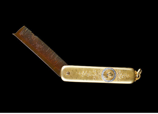 独角鹿西洋古董欧洲新艺术时期18K金镶嵌钻石淑女浮雕梳妆套装 商品图4