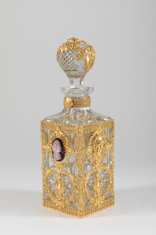 独角鹿西洋古董路易十六风淡紫色卡梅奥铜鎏金镶嵌雕刻水晶香水瓶 商品图4