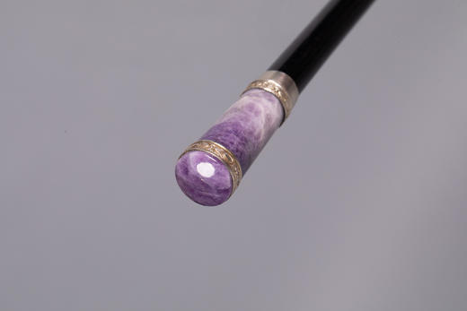 独角鹿西洋古董1920年代装饰艺术时期法国紫水晶银带乌木黄铜手杖 商品图1