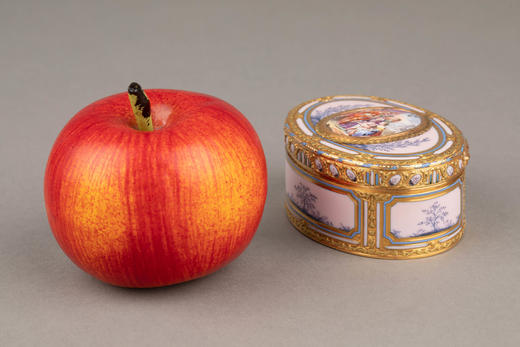 独角鹿西洋古董Esaias Fernau绘画高加米拉战役双色金珐琅鼻烟盒 商品图1