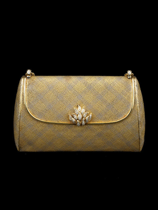 独角鹿西洋古董VERDURA18K黄金白金双色编织纹嵌钻石淑女晚宴手包 商品图0