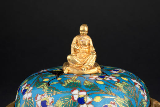 独角鹿西洋古董摆件1880年代中国出品铜鎏金景泰蓝珍宝盒 商品图2