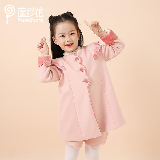 PureShare女童公主裙新款时髦加厚毛呢秋冬款连衣裙-糖豆外套 商品图2