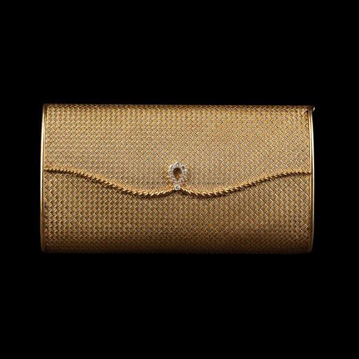 独角鹿西洋古董意大利18K双色金编织纹理镶嵌钻石女士晚宴包 商品图1