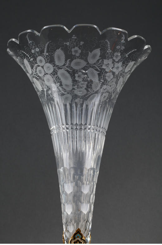 独角鹿西洋古董摆件法国铜鎏金饰錾胎珐琅小天使主题水晶花瓶 商品图2