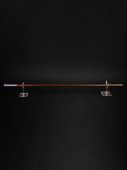 独角鹿西洋古董奥匈帝国银镶嵌珍珠紫色玑镂珐琅杖柄硬木杖身手杖 商品图4