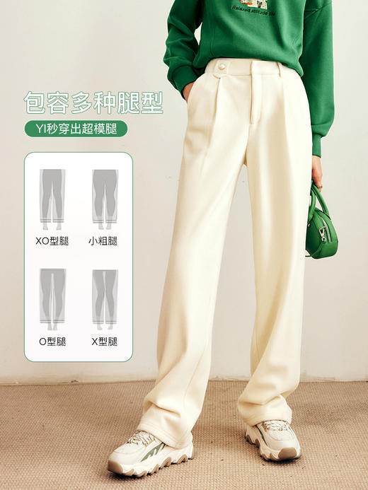 OLrain欧芮儿法式灯芯绒休闲裤女秋冬2022新款高腰奶fufu拖地长裤 商品图1