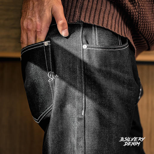 工装优选 美式复古银牛原浆赤耳牛仔裤阿美咔叽直筒长裤子男秋 商品图1