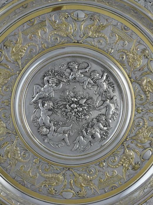 独角鹿西洋古董英国工坊法国艺术家设计镀金银文艺复兴风圆盾一对 商品图4