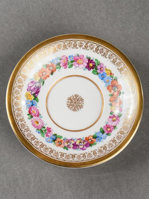 独角鹿西洋古董德国柏林皇家瓷窑KPM描金手绘高足瓷器杯碟一套 商品图4