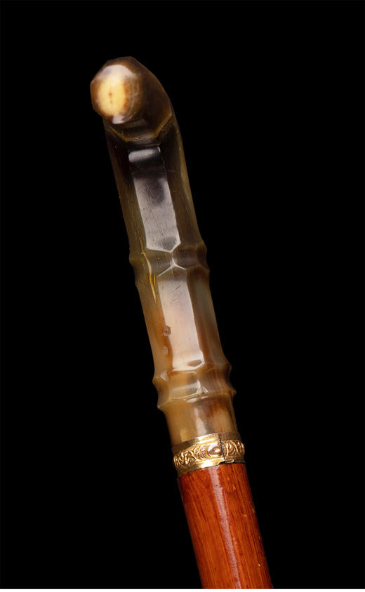 独角鹿西洋古董鎏金雕花杖圈马六甲藤条杖身藏剑式手杖未开刃 商品图2