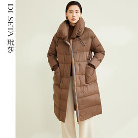 玳莎翻领羽绒服女士22秋冬新款时尚休闲显瘦90白鸭绒中长款外套 CD41306