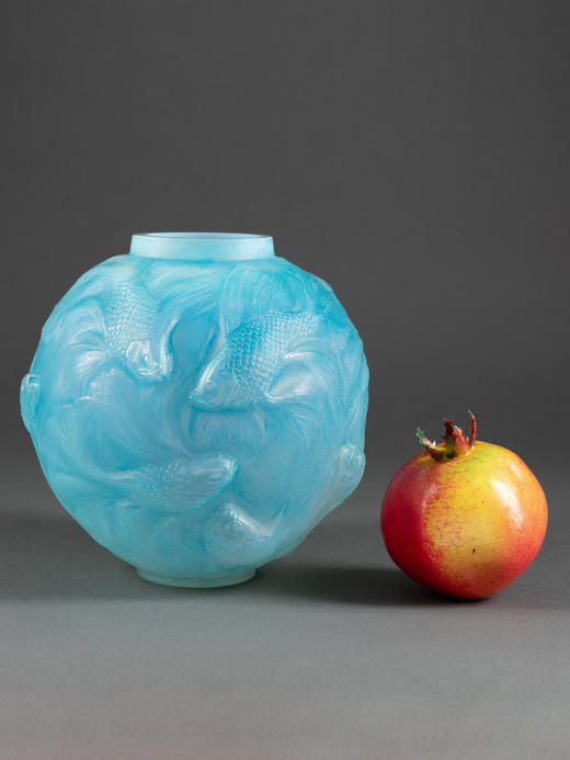 独角鹿西洋古董莱俪LALIQUE工坊出品FORMOSE锦鲤款欧泊水晶花瓶 商品图1
