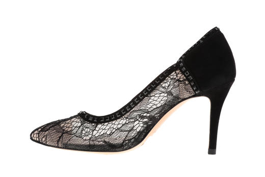 sheme  女士蕾丝水晶高跟鞋  黑色 商品图1