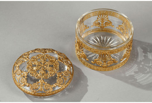 独角鹿西洋古董法国巴卡拉帝政风格铜鎏金水晶盒首饰盒家居摆件 商品图2